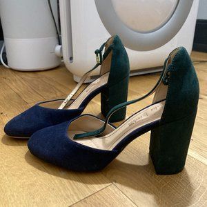 Clarks block heel ankle strap suede sandals